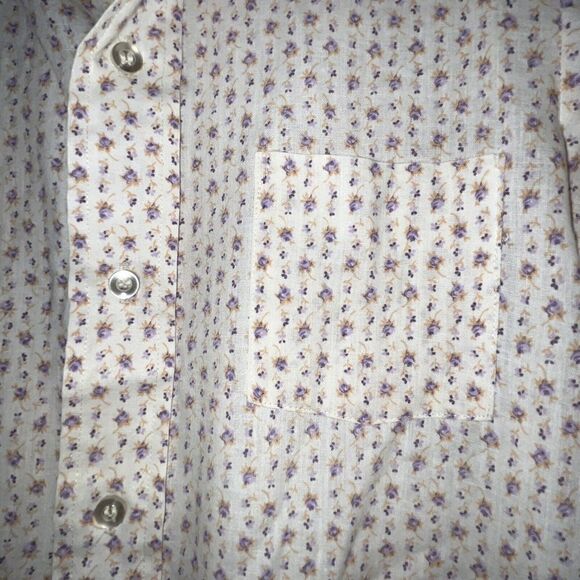 Girl’s Vintage Shirt Sz 12 Little Flowers Pointed Collar Button Down SS Spring - Picture 4 of 9